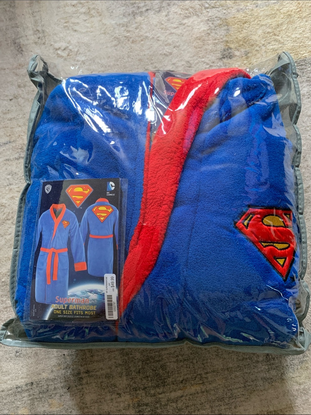 Warner Bros/DC Superman Adult Blue/Red Bathrobe with Embroidered Shield